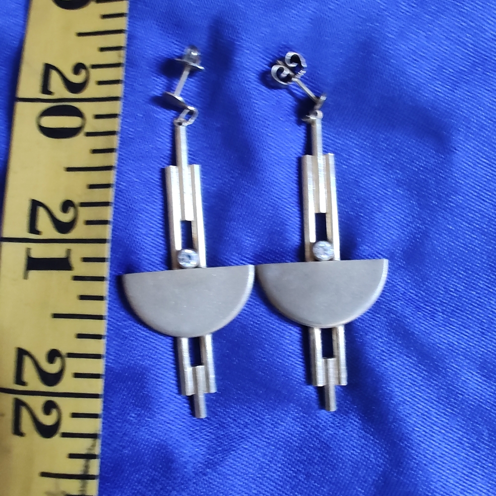 ANTIQUE 8 carat  YELLOW GOLD  ART DECO EARRINGS - Picture 2 of 5